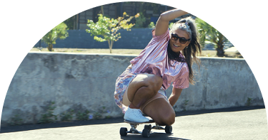 Woman riding a skateboard